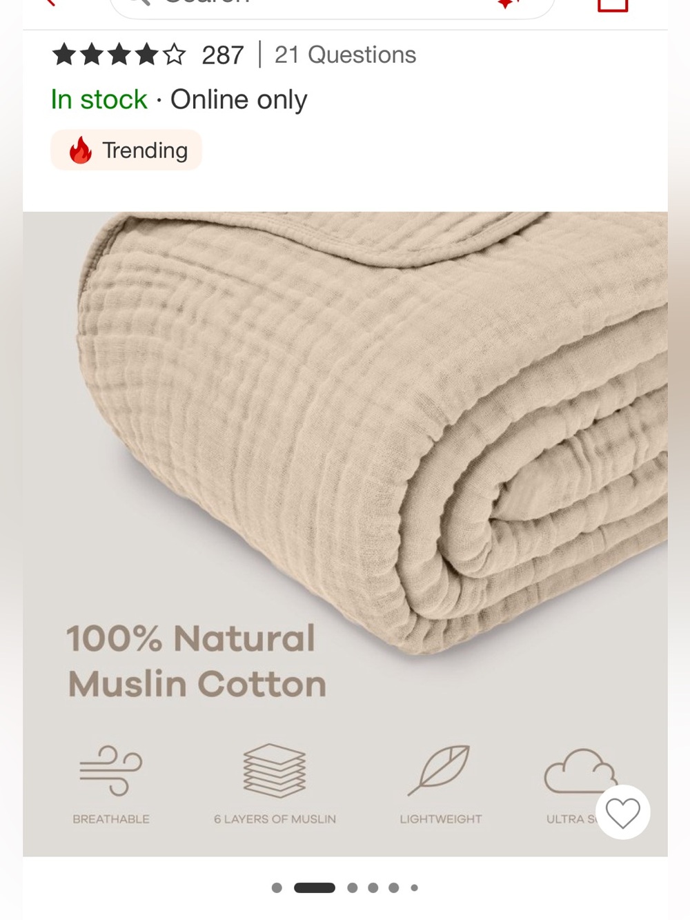King Comfy Cubs 100% Natural Muslin Cotton Quilt - Beige